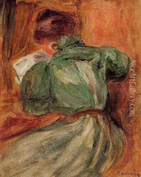 Reader in Green Oil Painting - Pierre Auguste Renoir