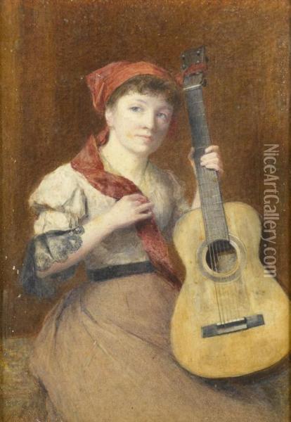 The Guitarist Oil Painting - Max Ludby