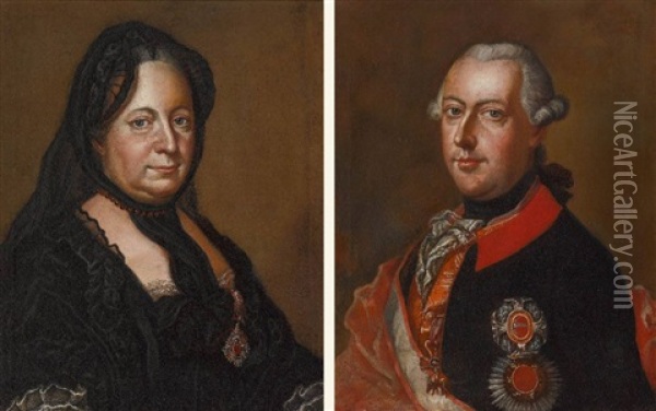 Maria Theresia - Kaiser Joseph Ii. (pair) Oil Painting - Joseph Hickel