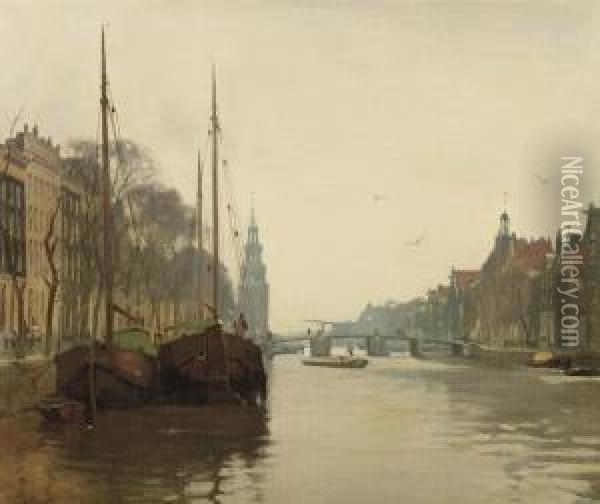 The Oude Schans, Amsterdam Oil Painting - Willem Witsen