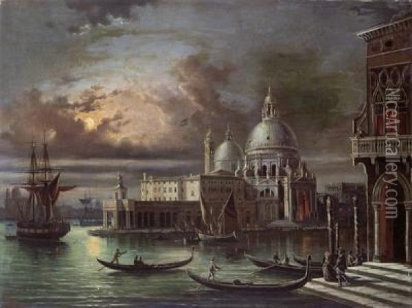 Blick Auf S. M. Della Salute Und Die Dogana Oil Painting - Giovanni Grubacs
