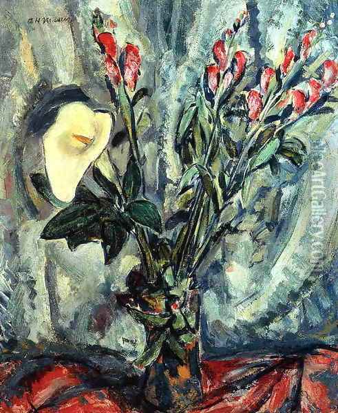 Floral Still Life with Calla Lily 1926-1928 Oil Painting - Alfred Henry Maurer