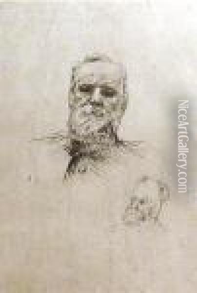 Victor Hugo De Face Oil Painting - Auguste Rodin