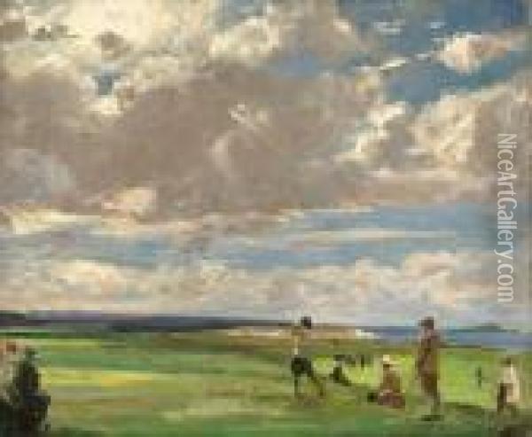 The Golf Links, North Berwick Oil Painting - John Lavery