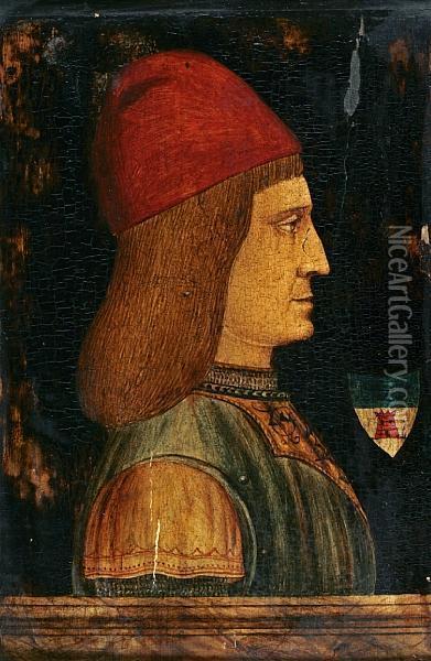 A Portrait Of A Man In Profile Oil Painting - Dei Bernardino Conti