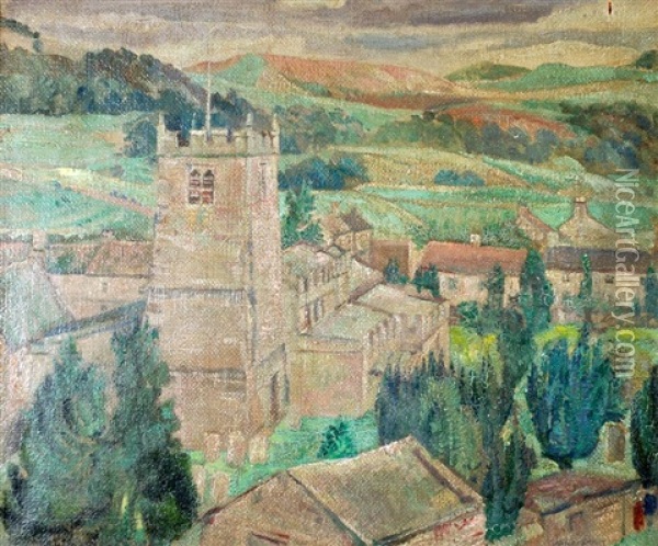 St. Andrew's Church, Grinton, Swaledale, Yorkshire Oil Painting - Edgar Rowley Smart