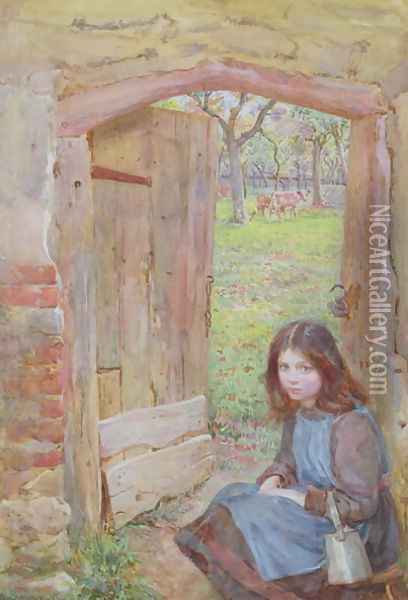 At the Orchard Gate, 1903 Oil Painting - Edward Clegg Wilkinson