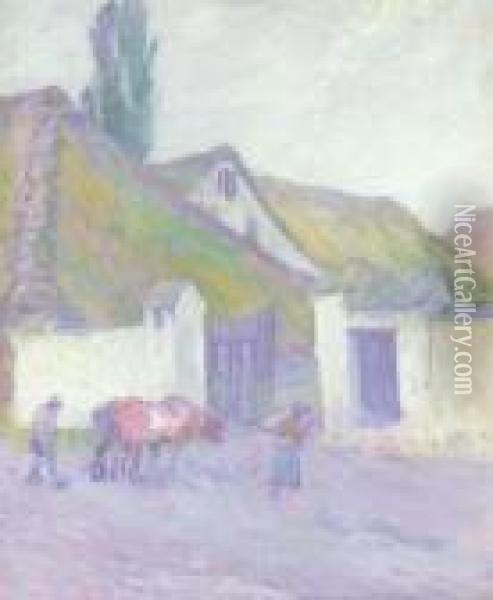 The Farm Gate, Mydlow Oil Painting - Robert Polhill Bevan