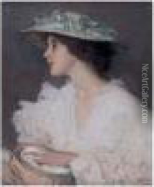 Miss Ella Carmichael Oil Painting - Edmond Aman-Jean
