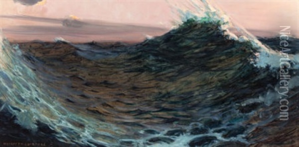 Surf Under Red Skies Oil Painting - William de Leftwich Dodge
