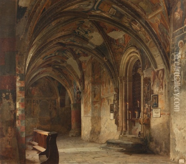 Der Kreuzgang Im Dom Von Brixen Oil Painting - Wilhelm Ludwig Friedrich Riefstahl