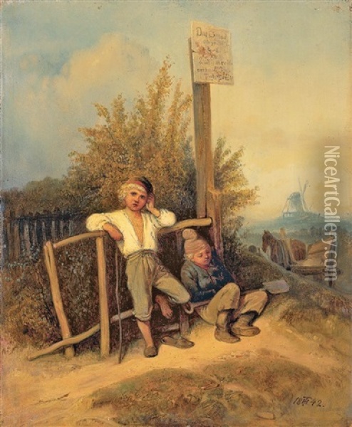Knaben Bei Der Rast Oil Painting - Theodor (Fried. Wilhelm Heinrich Th.) Hosemann