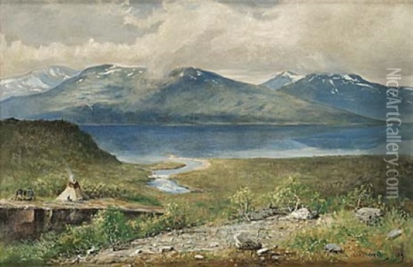 Lapplandskt Landskap Oil Painting - Olof Hermelin