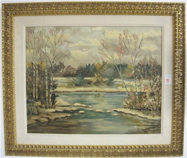 Winter Landscape With Aspens Oil Painting - Jonas Lie