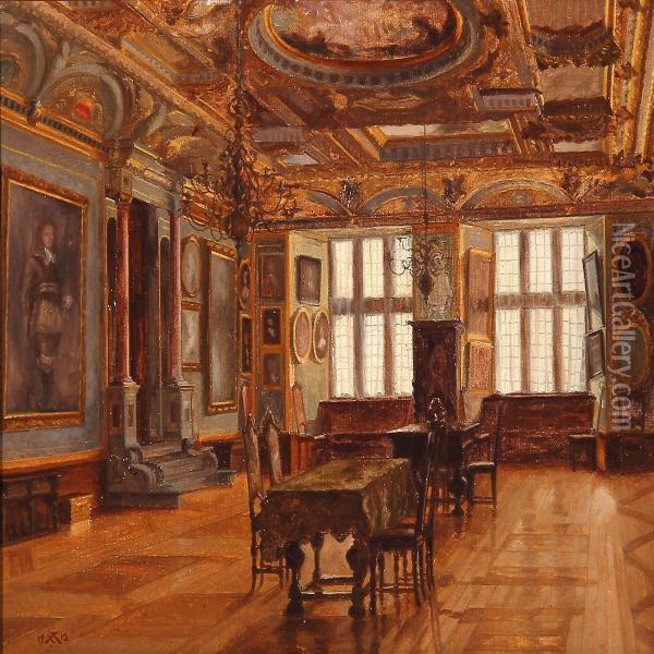 Interior From Rosenborg, Denmark Oil Painting - Johan Henneso