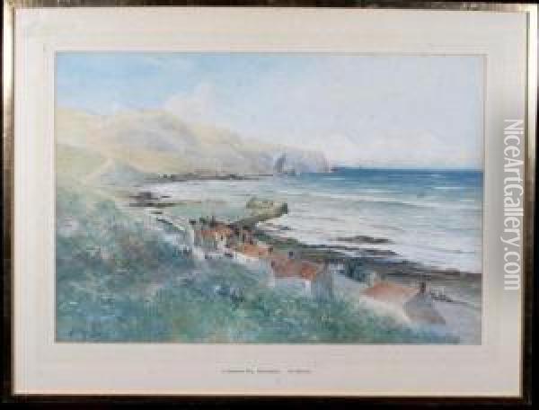 A Summer's Day, Burnmouth Oil Painting - Thomas Swift Hutton