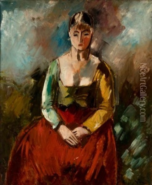 Portrait De Jeune Fille Oil Painting - Charles Dufresne