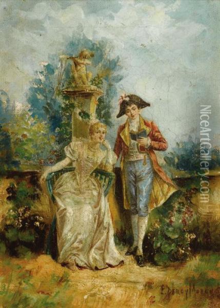 Pair Of Courting Scenes Oil Painting - Edward Percy Moran