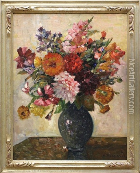 Still Life With Flowers Oil Painting - Albert Besnard