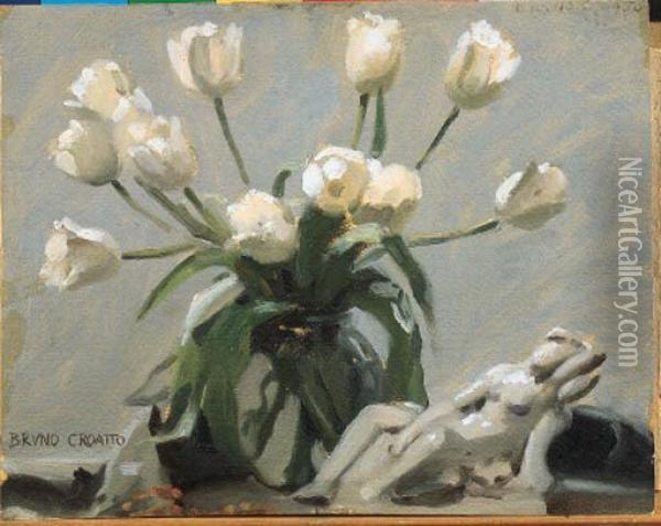 Vaso Con Tulipani Oil Painting - Bruno Croatto