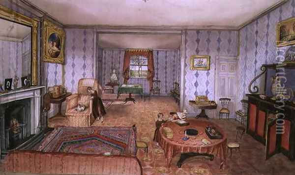 Drawing Room, Clay Hill, f12 from An Album of Interiors, 1843 Oil Painting - Charlotte Bosanquet