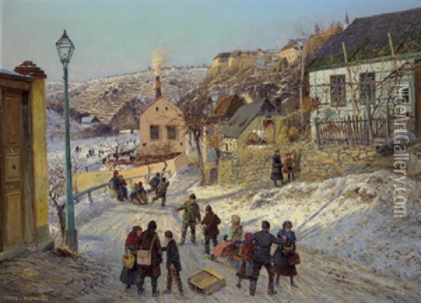 Das Lederertal Bei Znaim Oil Painting - Theodor von Hoermann