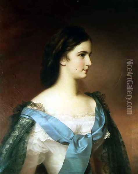 Empress Elizabeth of Bavaria 1837-98 as a young woman Oil Painting - Franz Schrotzberg
