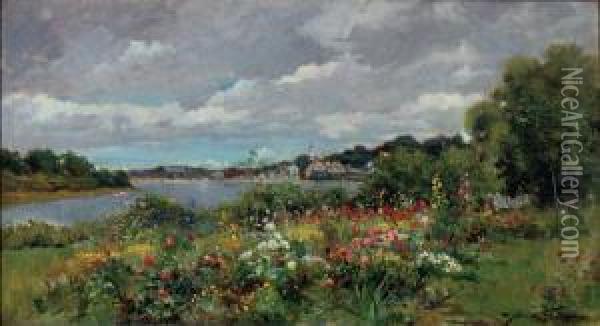 Flower Garden, Kennebunkport, Maine Oil Painting - Abbott Fuller Graves