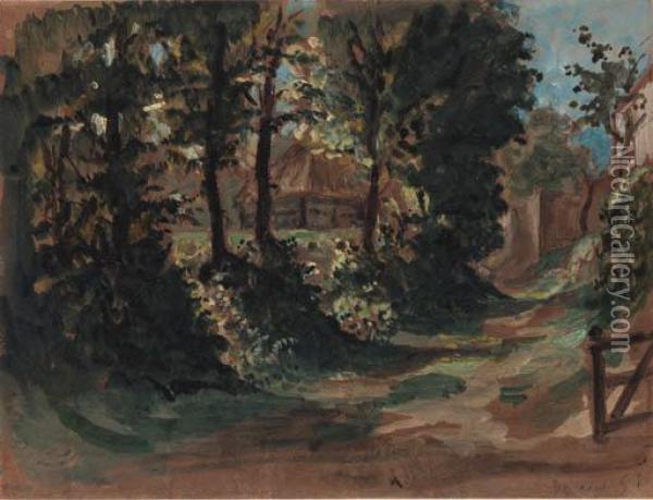 A View Of A Farmhouse Near Dieppe Oil Painting - Eugene Delacroix