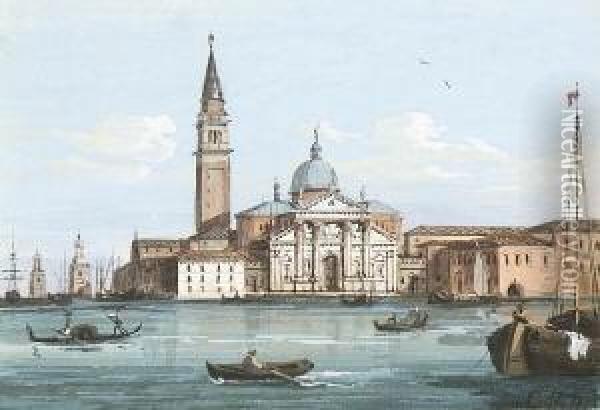 Venedig - Blick Auf S. Giorgio
 Maggiore. Oil Painting - Ippolito Caffi