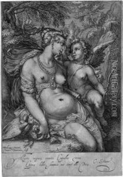 Venus Und Amor Oil Painting - Jan Pietersz. Saenredam