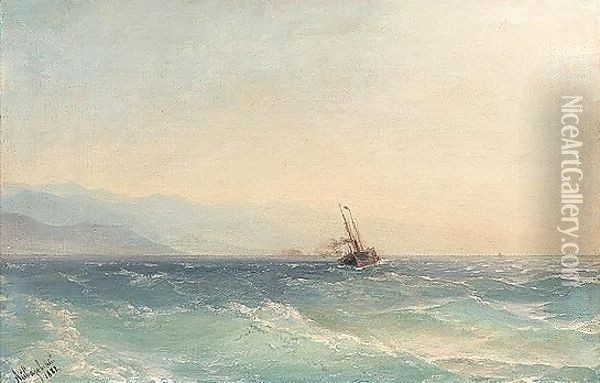 A steamship off the coast Oil Painting - Ivan Konstantinovich Aivazovsky