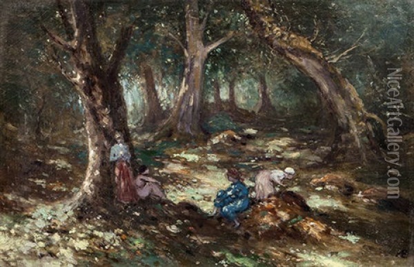 Woods At Raheen Oil Painting - George Russell