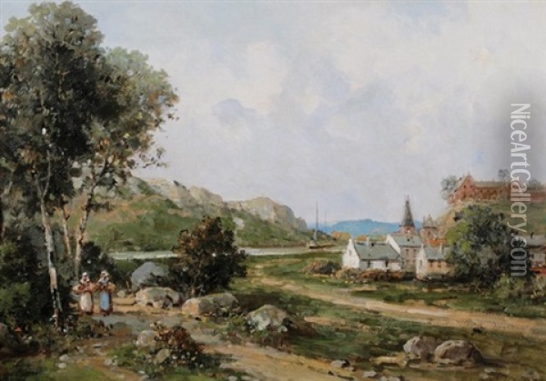 Village Scene Oil Painting - Gustave Mascart