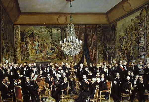 The Salon of Alfred Emilien, Comte de Nieuwerkerke Oil Painting - Francois-Auguste Biard