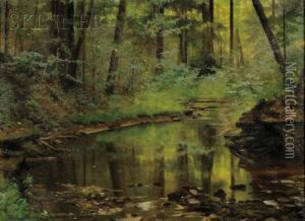 Wooded Pond Oil Painting - Hubert Vos
