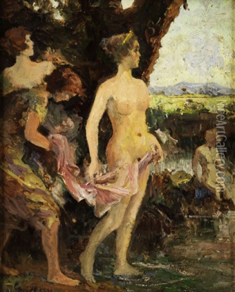 Diana Im Bade Oil Painting - Franz Paul Maria Guillery