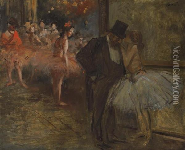 Danseuse Et Abonne, A L'opera Oil Painting - Jean-Louis Forain