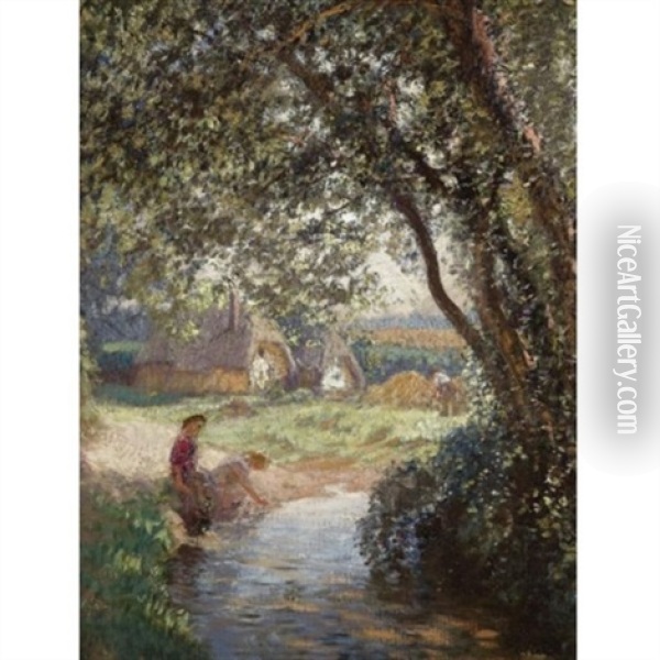 A Little Pool Oil Painting - Sir George Clausen