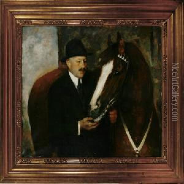 The Proud Horse Owner Oil Painting - Herman A. Vedel