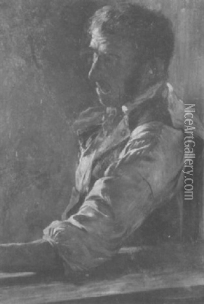 Bildnis Eines Mannes Mit Lederweste Und Rotem Halstuch Oil Painting - Friedrich von Keller
