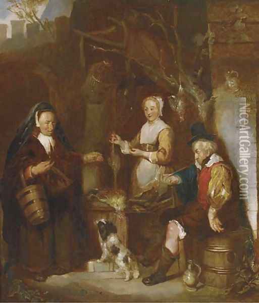 The poultry seller Oil Painting - Dutch School