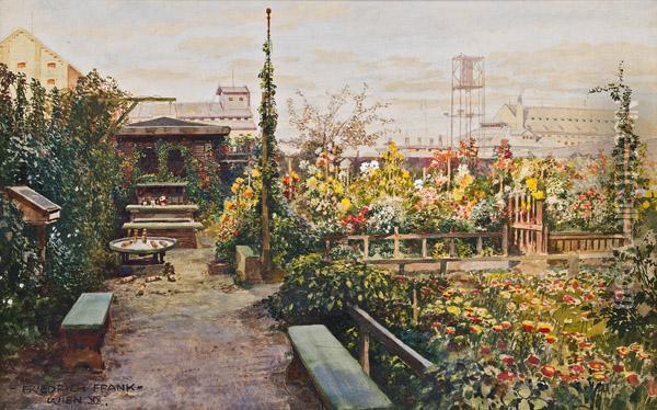 Hausgarten In Der Engerthstrasse In Wien Oil Painting - Friedrich Frank