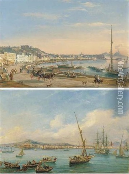 The Port At Naples Oil Painting - Salvatore Candido