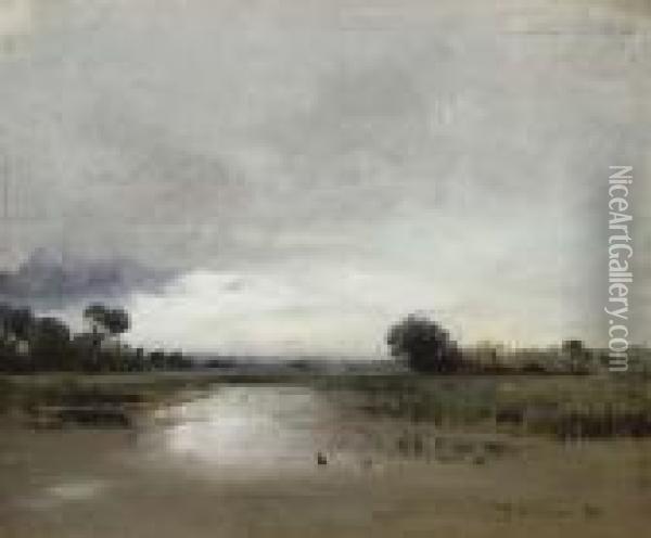 Marshland At Dusk Oil Painting - Ivan Pavlovich Pokhitonov