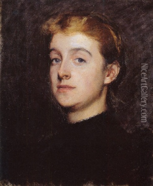 Portrait Of Eleanor Hardy Bunker Oil Painting - Dennis Miller Bunker