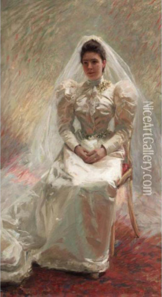 Portrait Of A Lady Oil Painting - Laurits Regner Tuxen