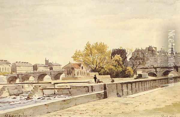Pont Neuf, Paris Oil Painting - Henri-Joseph Harpignies