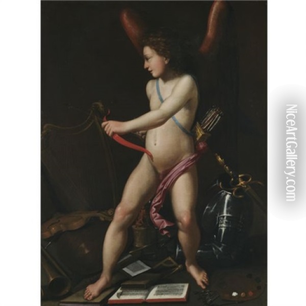 Omnia Vincit Amor Oil Painting - Cavaliere Giovanni Baglione