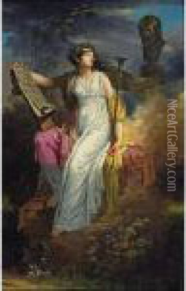 Calliope, Muse De La Poesie [charles Meynier ; Calliope ; Oil On Canvas] Oil Painting - Charles Meynier